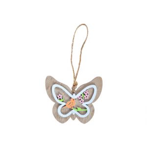 Zawieszka drewniana MFP, Motyl z kwiatkami i ptaszkiem, 1szt